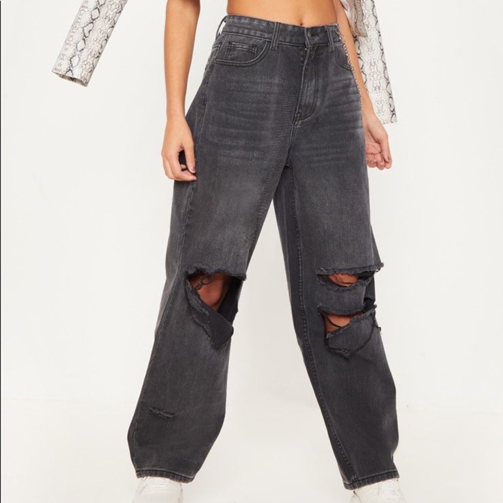 black distressed baggy jeans